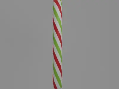 Stick candy red-green-white Low-poly 3D model
