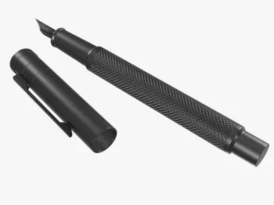 Black matte fountain pen 3D model