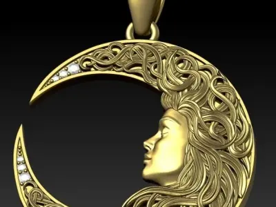 Moon pendant 3D print model 3D print model