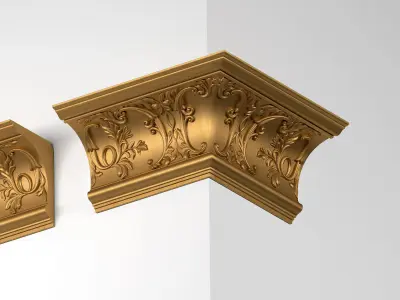cornice 3D model gold ornate corner molding 3D model
