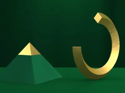 Gold Set three silver bars stacked 3D model