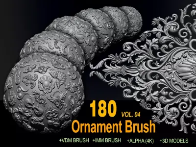 180 Ornament Brushes 4K Alphas and 3D Models- VOL 04 3D model