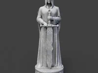 Low poly Warrior Statue 220519 Low-poly 3D model