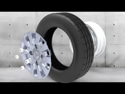 Wheel with cover 175-70R13 3D model