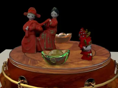 Chinese wedding dolls 3D model