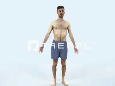 Posture E Beach Animated Rigged Sports Man Low-poly 3D model