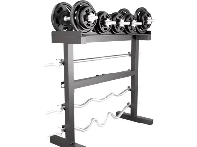 Fitness Equipment Storage Rack Low-poly 3D model