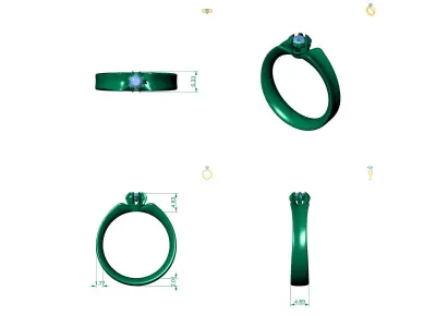 D-1645 solitaire diamond engagement ring gold 3D print model