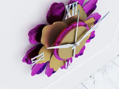 Decorative Metal Clock plants with gold  m8 3D model