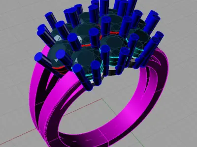 3d Golden Luxury Women Ring With Round Diamond 3D print model 3D print model