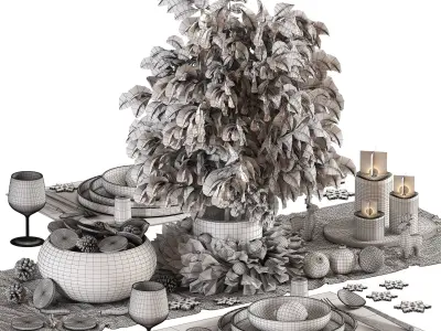 tableware setting christmas N047 3D model