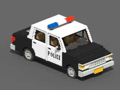 Voxel Police Car Low-poly 3D model