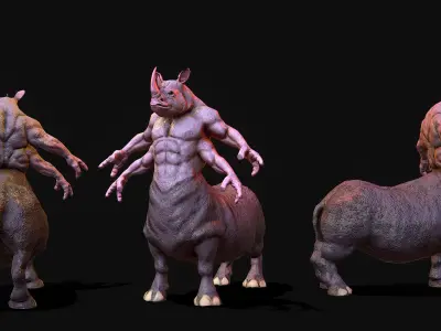 Warrior Rhino Low-poly 3D model