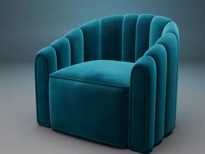 Channel Tufted Barrel Chair Free 3D model