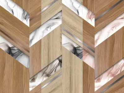 Warm Oak Chevron Marble Inlay Wallpaper Texture