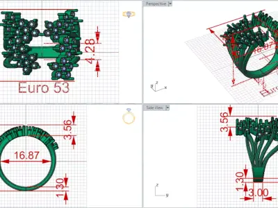 Ring An Explosion of Sparkle in a Modern Abstract Design fr0062 3D print model