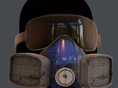 Gas mask helmet 3d model scifi Low-poly  Low-poly 3D model