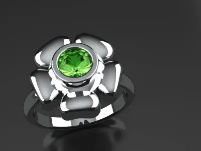 Ladies Bezel Set Flower Ring Diamond Gold Silver Womens Jewelry 3D print model