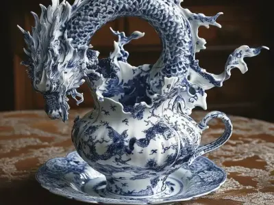 Dragon Vase 3D Chinese Porcelain Mythical Creature Low-poly 3D model