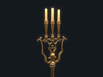 Medieval Candlestick large Low-poly 3D model
