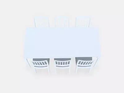 EKEDALEN - EKEDALEN Table and 6 chairs Low-poly 3D model