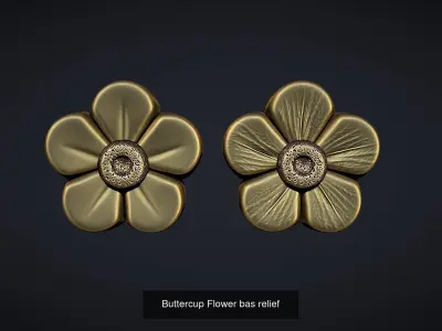 Garden Flowers Bas Relief Set 3D Model Collection