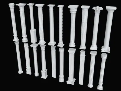 Classical Columns pillar decorate Low-poly 3D model