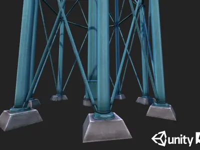 Metal Water Tower Low-poly 3D model