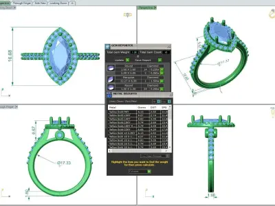 Luxury Engagement Diamond ring marquise 3D print model