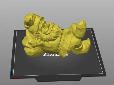 Gnome Relaxing On The Ground garden decoration 3D print model