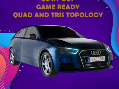 Audi A3 2016 - LOWPOLY Game ready Low-poly 3D model
