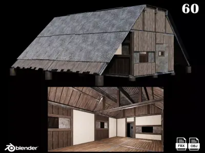 Medieval Houses 60- 4K Textures Game Ready Low-poly 3D model