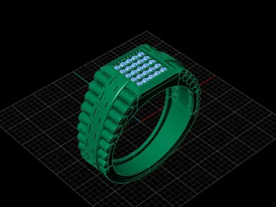 Print Ready STL 3DM  Gents Rings Diamond Men Ring  3D print model 108