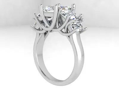3 Stone Emerald Diamond Ring 4322 3D print model