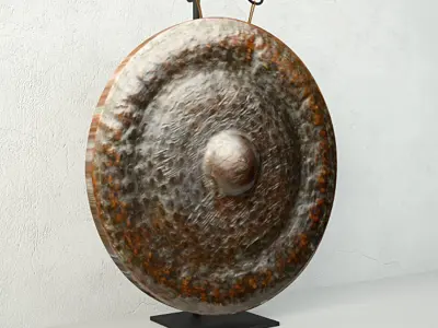 19th Century Laos Bronze Gong 2 3D model