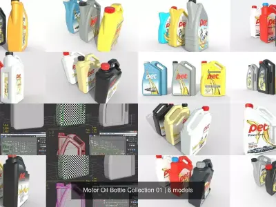 Motor Oil Bottle Collection 01 3D Model Pack