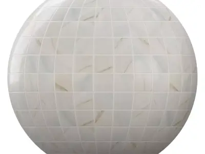 White   Beige Marble Small Square Tiles 3D Model Texture