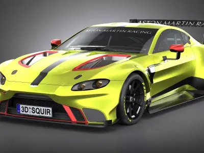 Aston Martin Vantage GTE Racecar 2018 LowPoly Low-poly 3D model