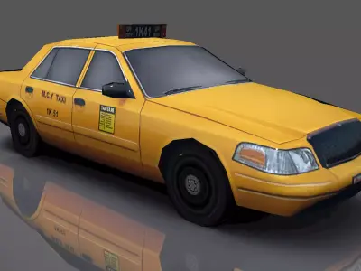 Taxi Low-poly 3D model Game Ready New  Asset  Low-poly 3D model