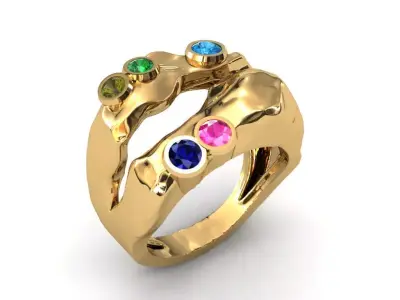 Colored Gemstone Ring- Stone Inspired Design 3D print model