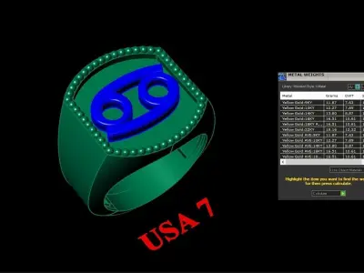 Cancer Ring Version 2 For Print STL 3D print model
