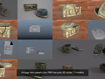 Vintage retro jewelry box PBR low-poly 3D model 3D Model Collection