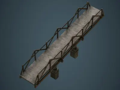 Plank Bridge 3B Low-poly 3D model