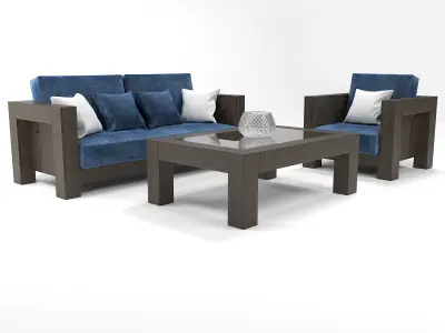 Modern Wooden Sofa 3D model