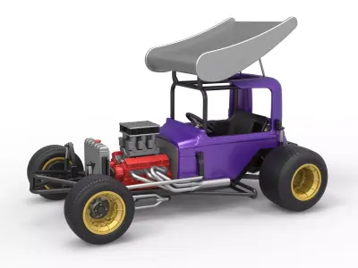 Vintage Winged Supermodified stock car for Dirt Scale 1 to 25 3D print model