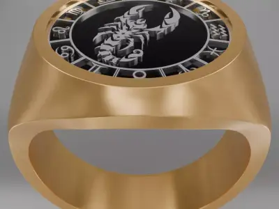 Scorpio zodiak symbol ring 3D model for 3D printing 3D print model