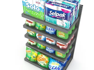 cleaning product market stand 08 Low-poly 3D model