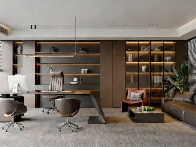 Modern Light Luxury Office 3D model