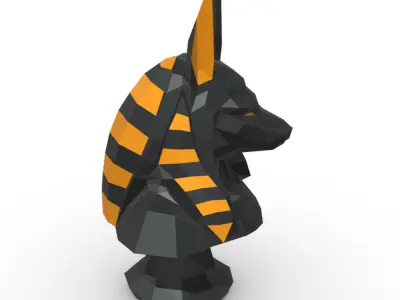 anubis low poly egyptian bust 3D print model