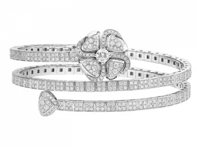 Bvlgari White Gold Diamond Fiorever Bracelet 3D print model